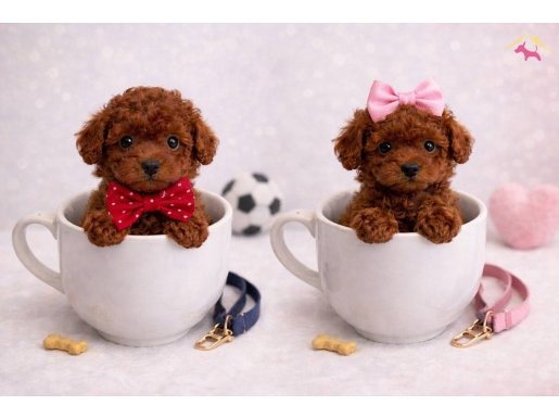 Ev Ortamında Büyüyen Red Toy Poodle Yavruları
