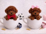 Ev Ortamında Büyüyen Red Toy Poodle Yavruları